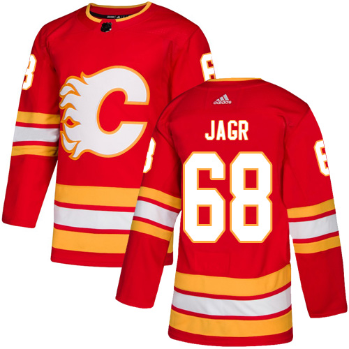 Men's Calgary Flames #68 Jaromir Jagr Red Stitched NHL Jersey